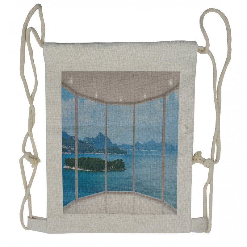 Seascape View from Window Drawstring Backpack