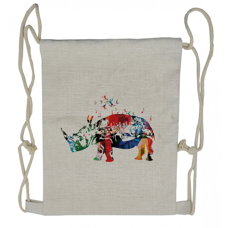 Musical Notes Animal Drawstring Backpack