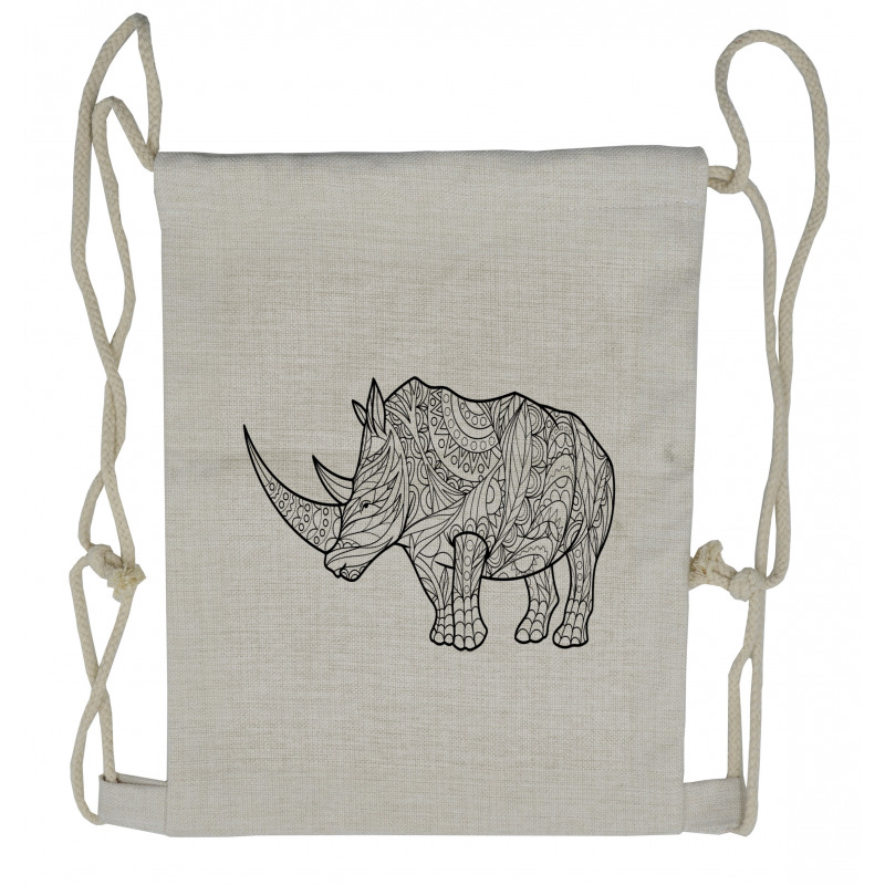 Animal Sketch with Flowers Drawstring Backpack