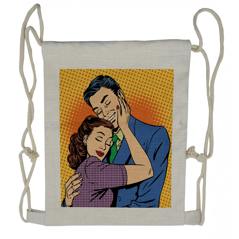 Loving Husband Wife Hugging Drawstring Backpack