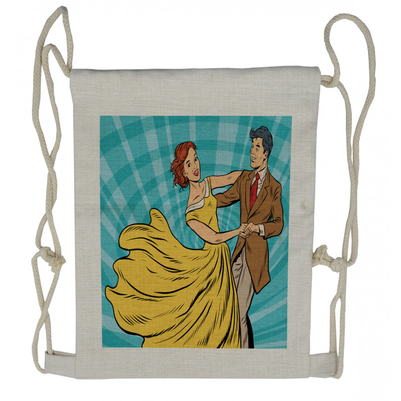 Dancing Romantic Retro Couple Drawstring Backpack