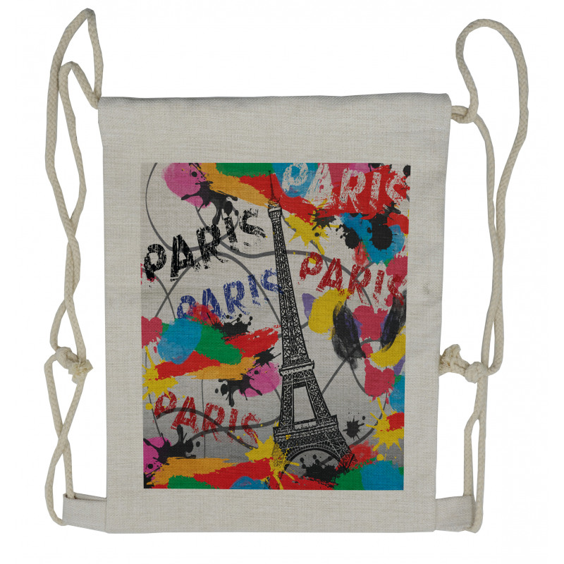 Contemporary Eiffel Tower Art Drawstring Backpack