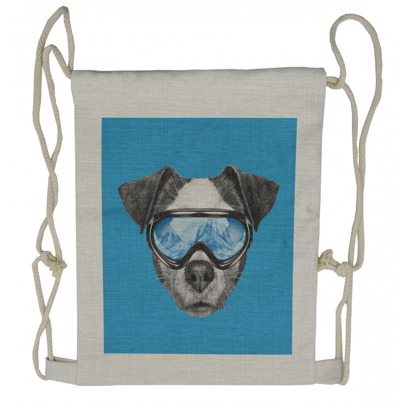 Skiing Cool Doggie Drawstring Backpack