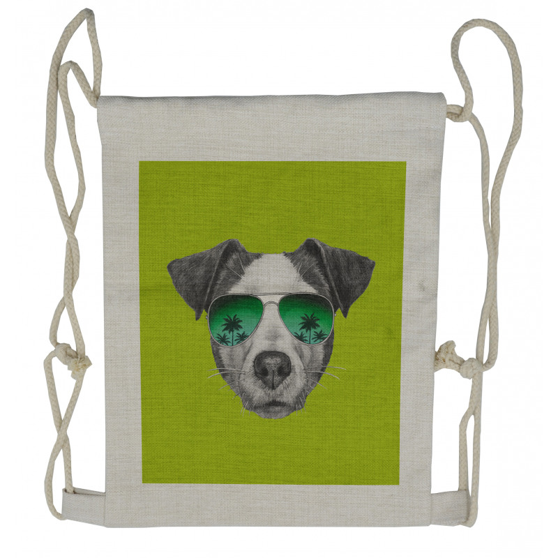 Dog with Glasses Tree Drawstring Backpack