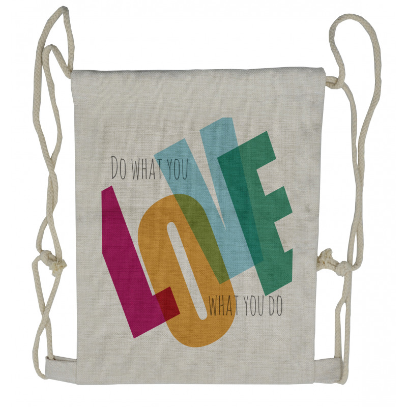 Vintage Colorful Letter Art Drawstring Backpack