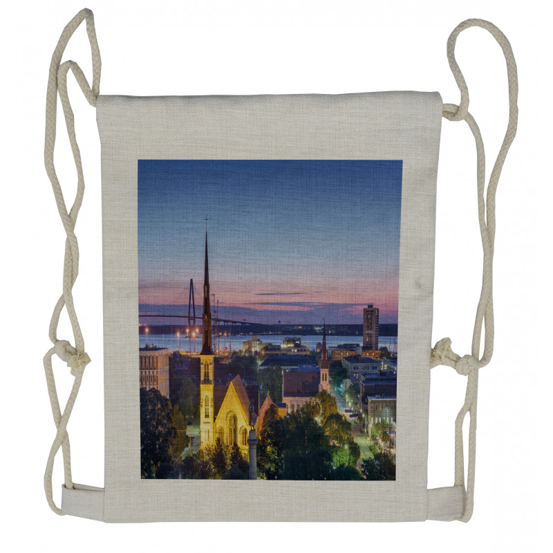 Famous Landmark Theme Drawstring Backpack