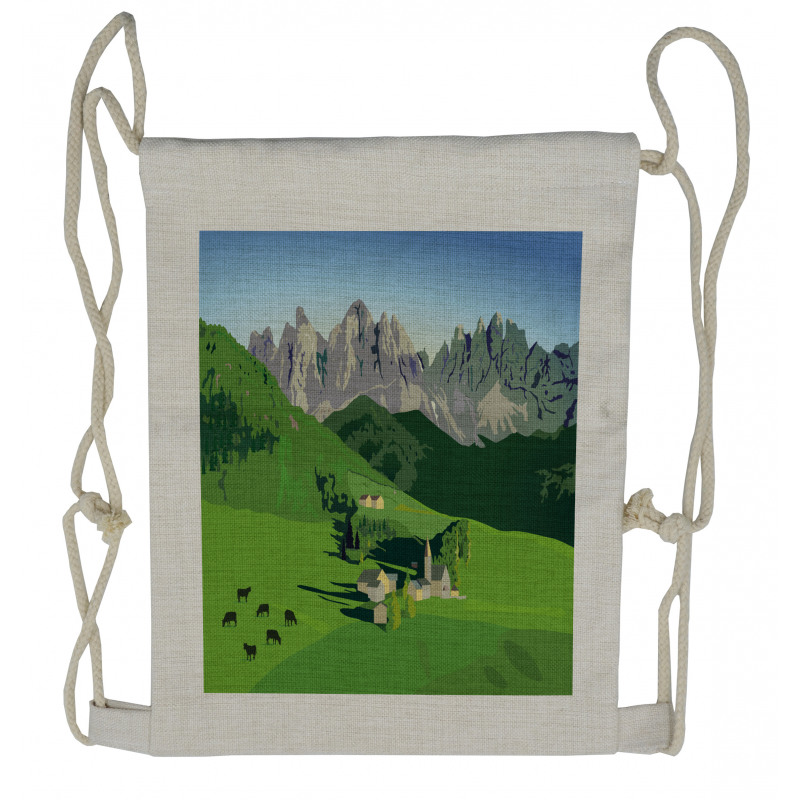 Alpine Mountains Meadow Drawstring Backpack