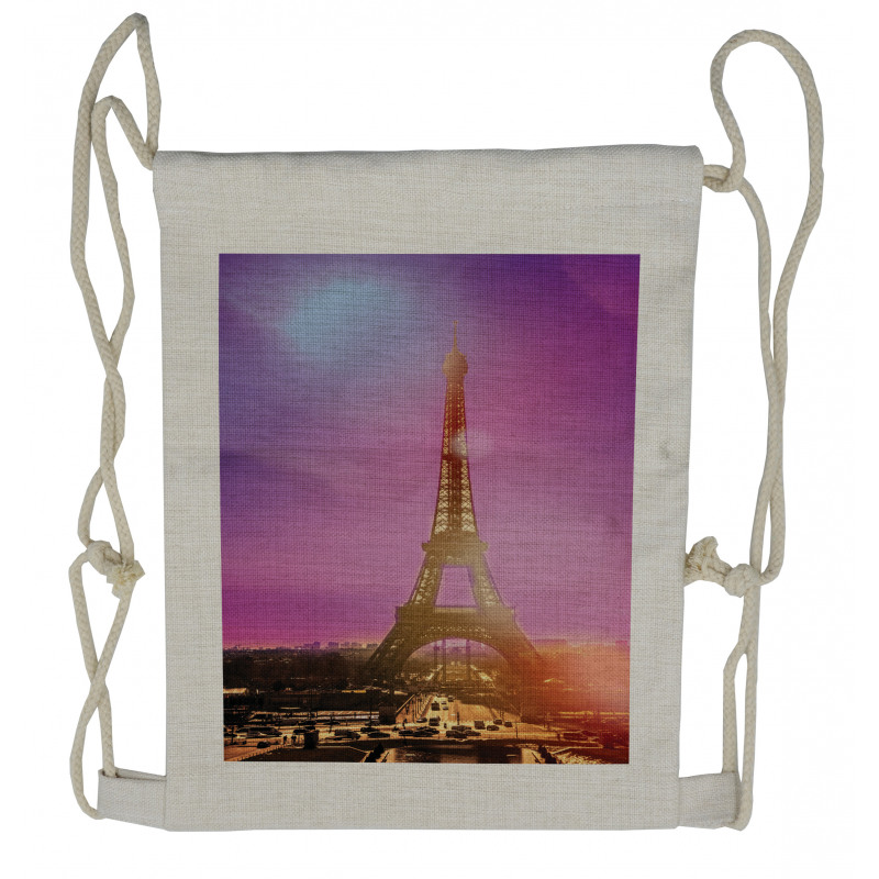 Colorful Sky Paris Drawstring Backpack