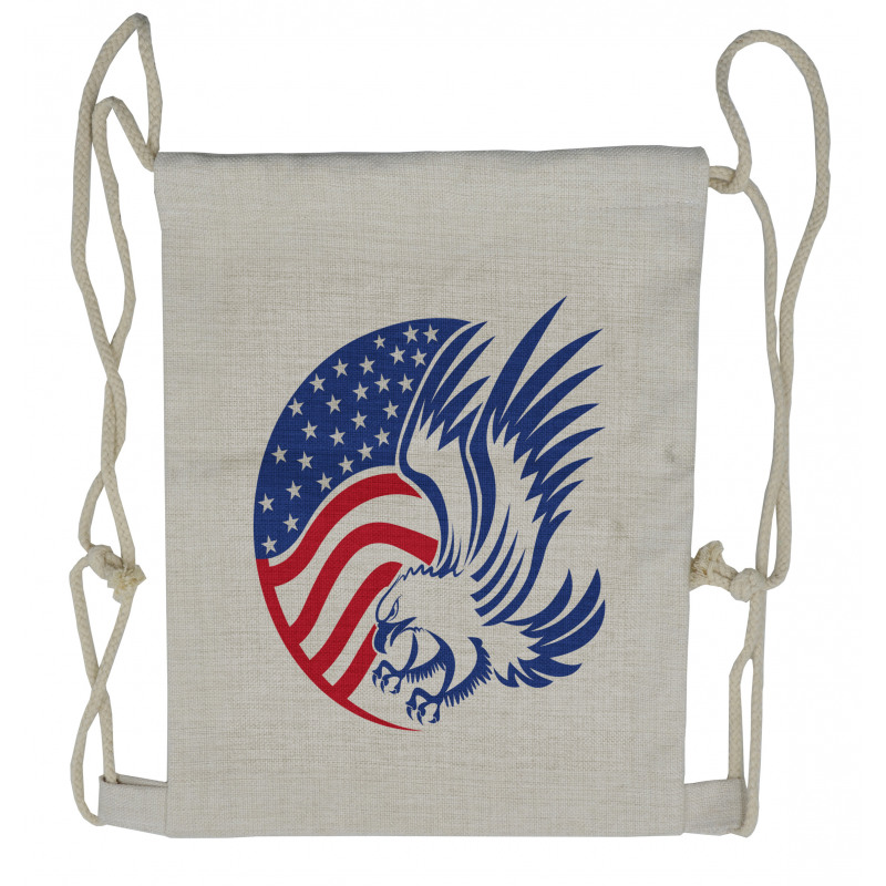 American Bald Eagle Flag Drawstring Backpack