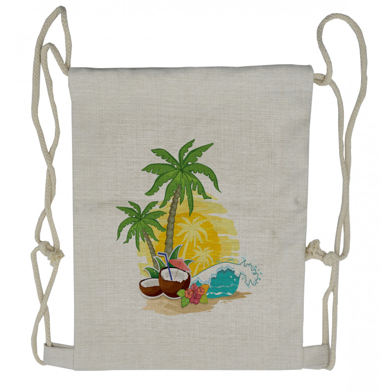 Coconut Drink Palms Drawstring Backpack