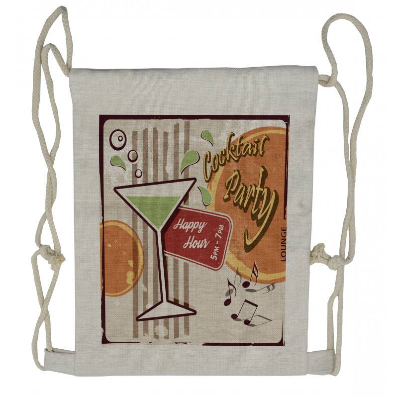 Retro Happy Hour Drawstring Backpack