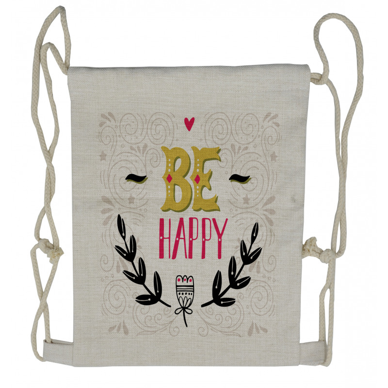 Vintage Hand-drawn Words Drawstring Backpack