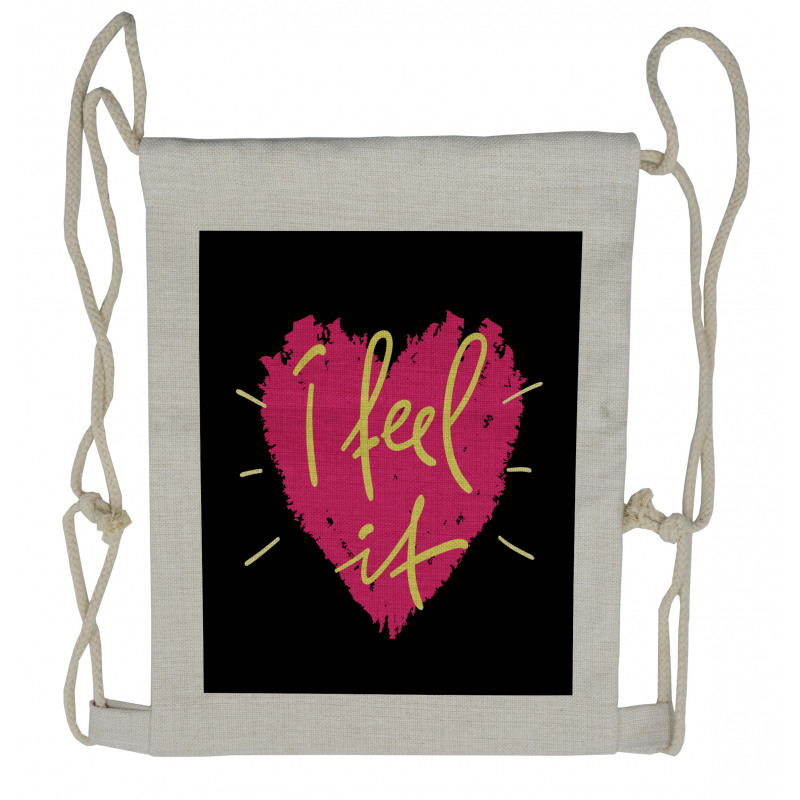 Pink Heart Shape Valentines Drawstring Backpack