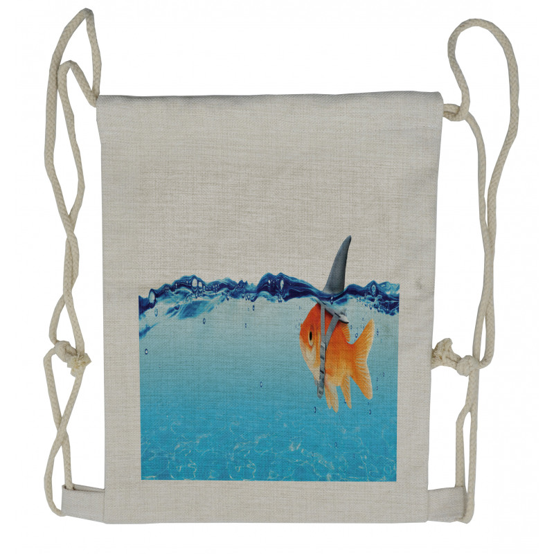 Small Fish with Shark Fin Drawstring Backpack