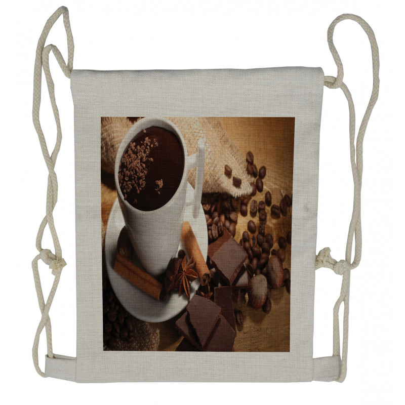 Cup of Hot Chocolate Nuts Drawstring Backpack