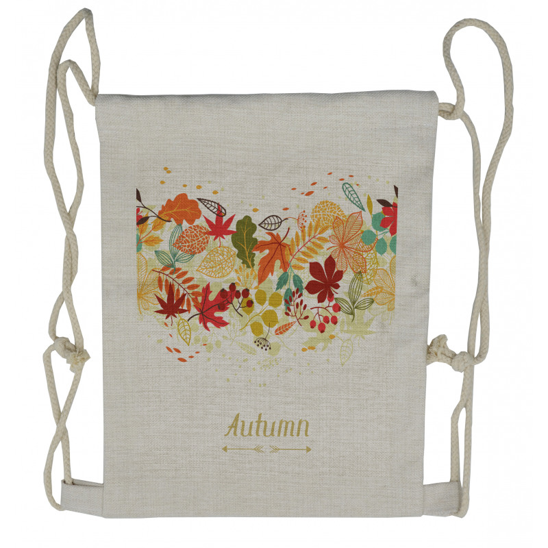 Autumn Leaves Border Drawstring Backpack