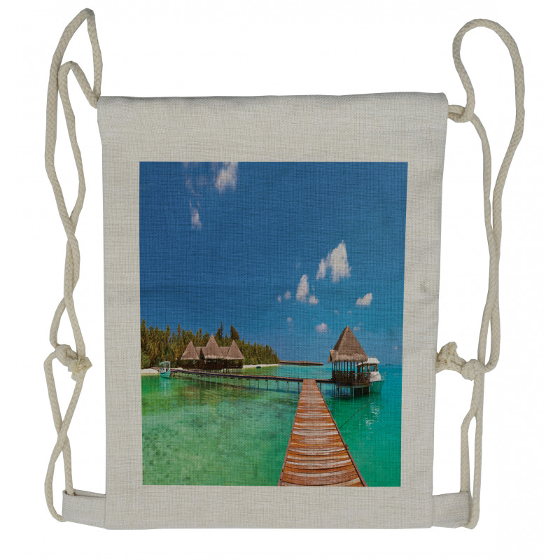 Maldives Island Jetty Drawstring Backpack