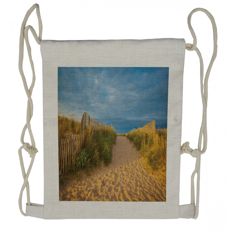 Sandy Beach Bushes Drawstring Backpack