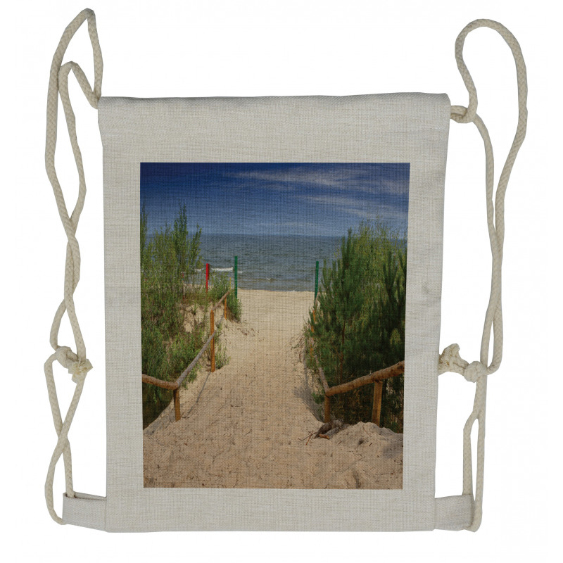 Sandy Peaceful Shore Drawstring Backpack