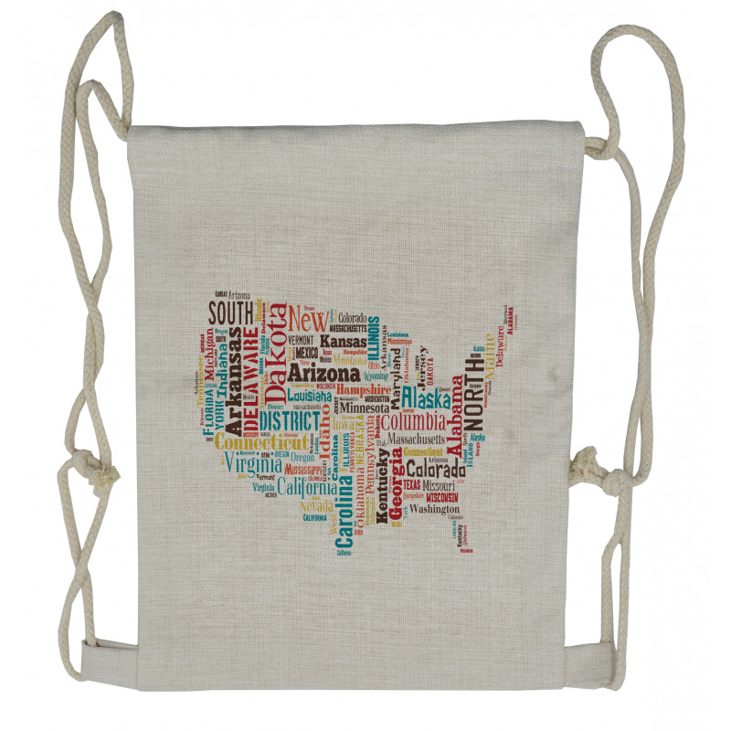 Map Cities Towns Names Drawstring Backpack