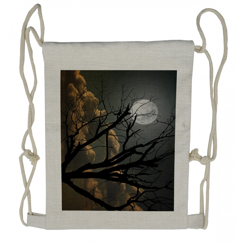 Bare Branches and Full Moon Drawstring Backpack