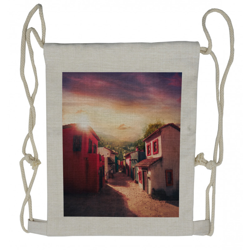 Mexican Town Sunset Drawstring Backpack