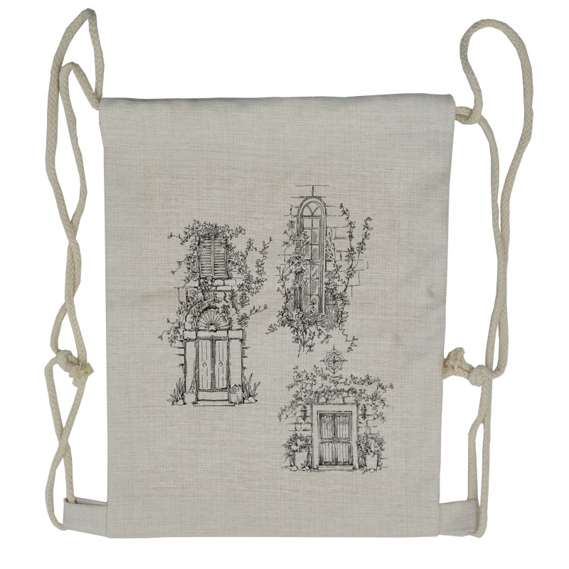 Old Street Sketch Drawstring Backpack