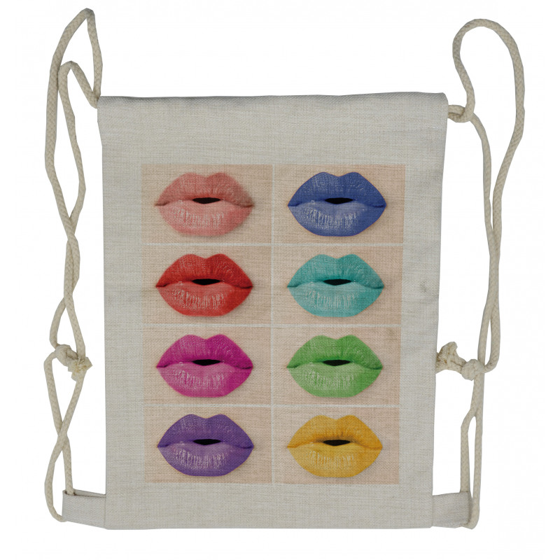 Several Color Lips Palette Drawstring Backpack