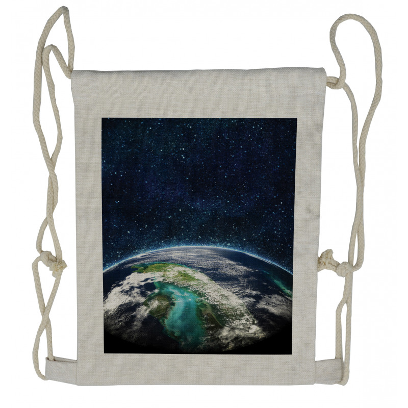 Nebula Earth and Stars Drawstring Backpack