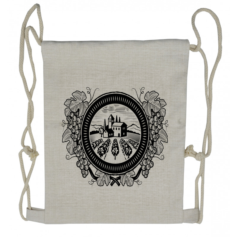 House with Grapeyard in Frame Drawstring Backpack