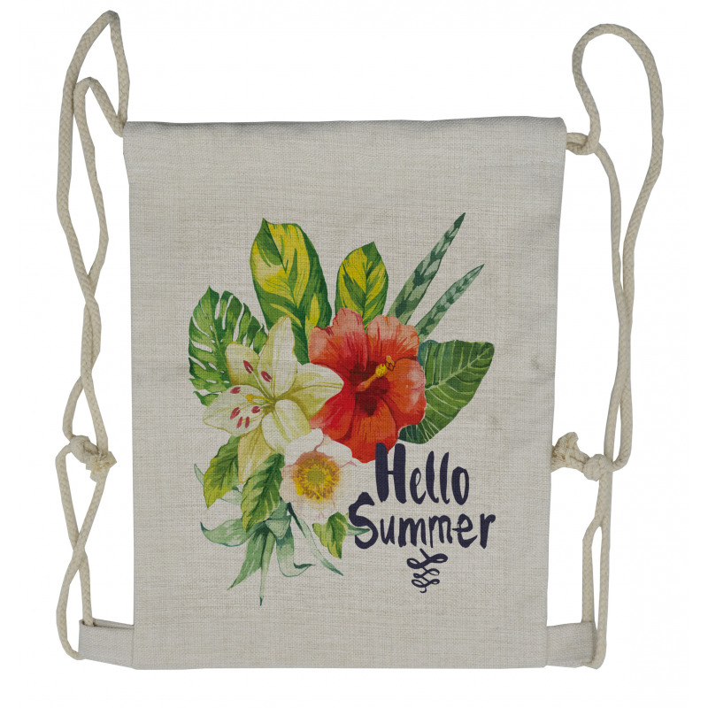 Tropical Flowers and Plants Drawstring Backpack