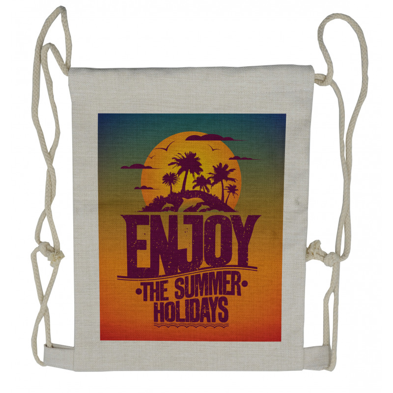 Tropical Island Enjoy Summer Drawstring Backpack