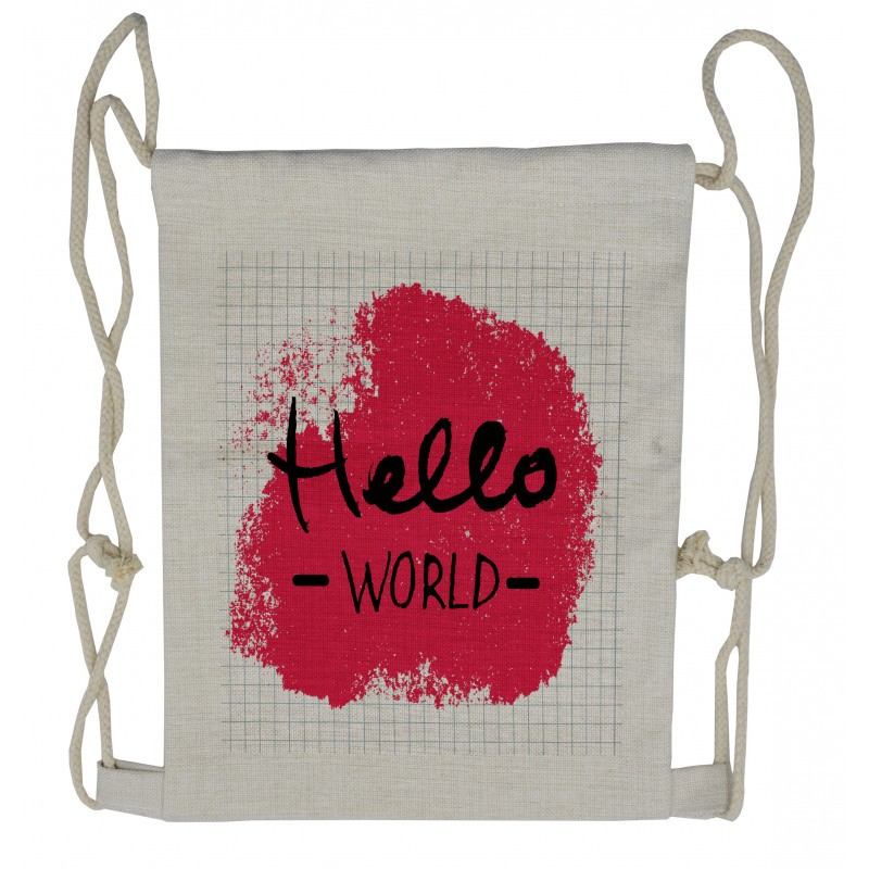 Hello World Calligraphy Art Drawstring Backpack