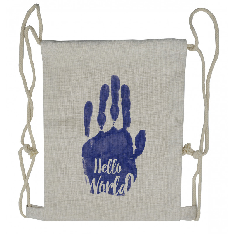 Hello World Color Hand Print Drawstring Backpack