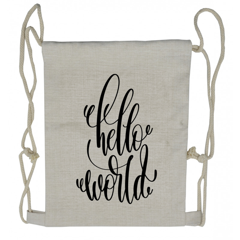 Hand Written Hello World Art Drawstring Backpack