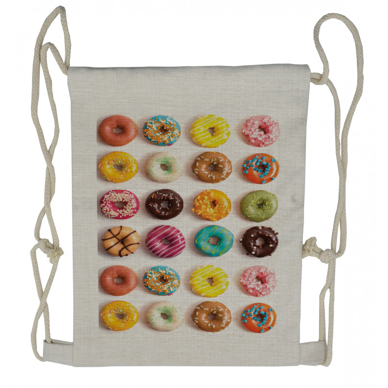 Tasty Colorful Donuts Drawstring Backpack