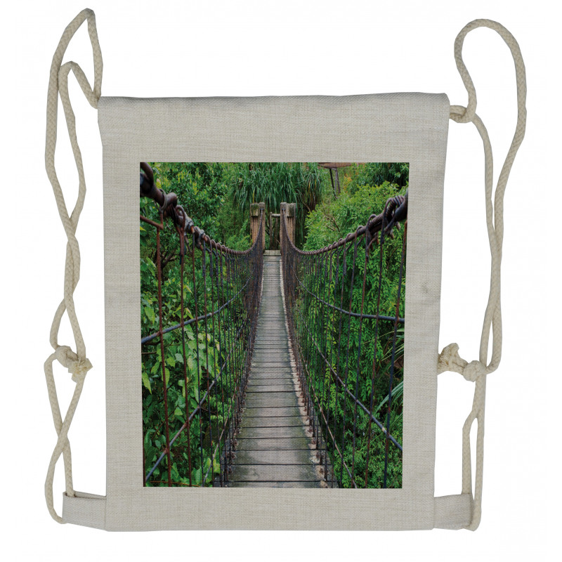 Rope Bridge in a Rainforest Drawstring Backpack