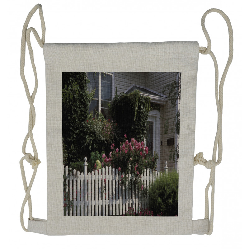 Floral Cozy House Garden Art Drawstring Backpack