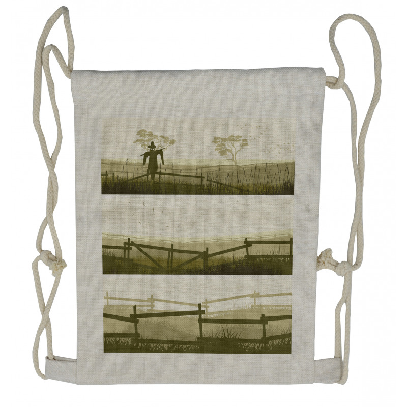 Farm Fields Scarecrow Grass Drawstring Backpack