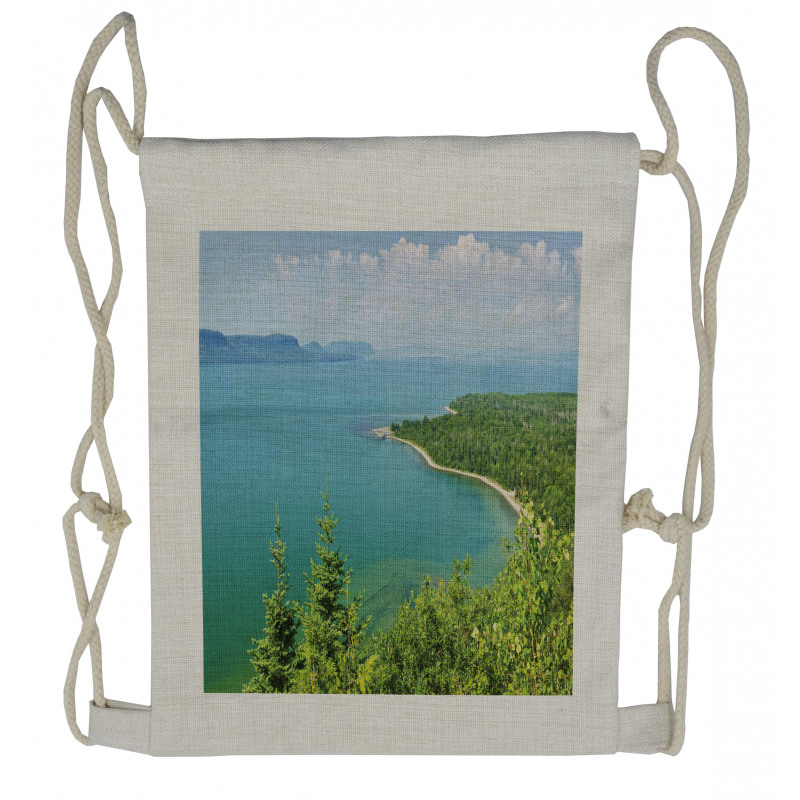 Lake Superior Panoramic Drawstring Backpack