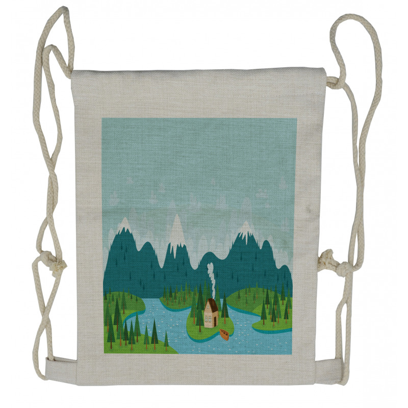 Rural Home Mountains Drawstring Backpack