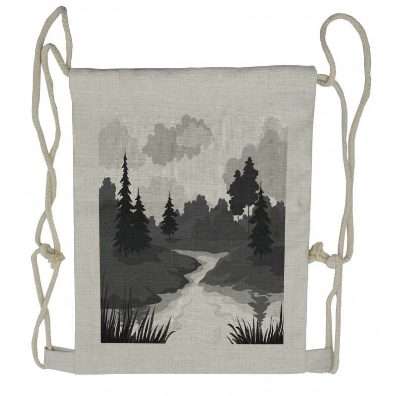 Greyscale Landscape Drawstring Backpack