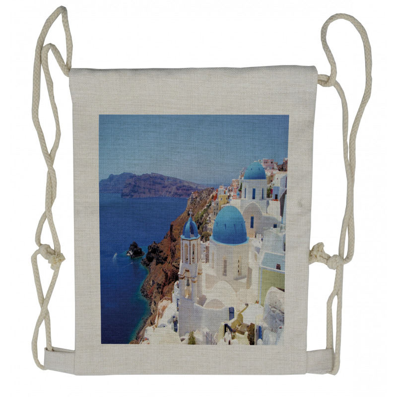 Mediterranean Shore Photo Drawstring Backpack