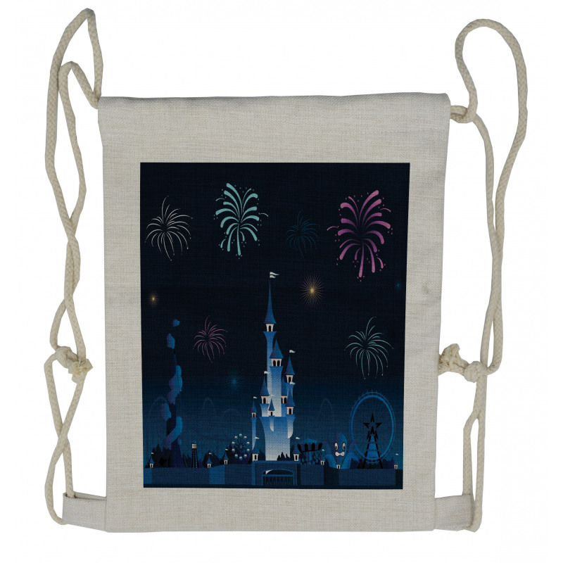 Children Park Firework Castle Drawstring Backpack