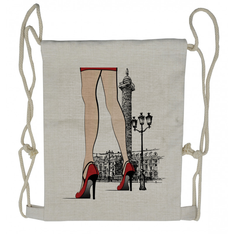 Woman Legs Paris Vendome Drawstring Backpack