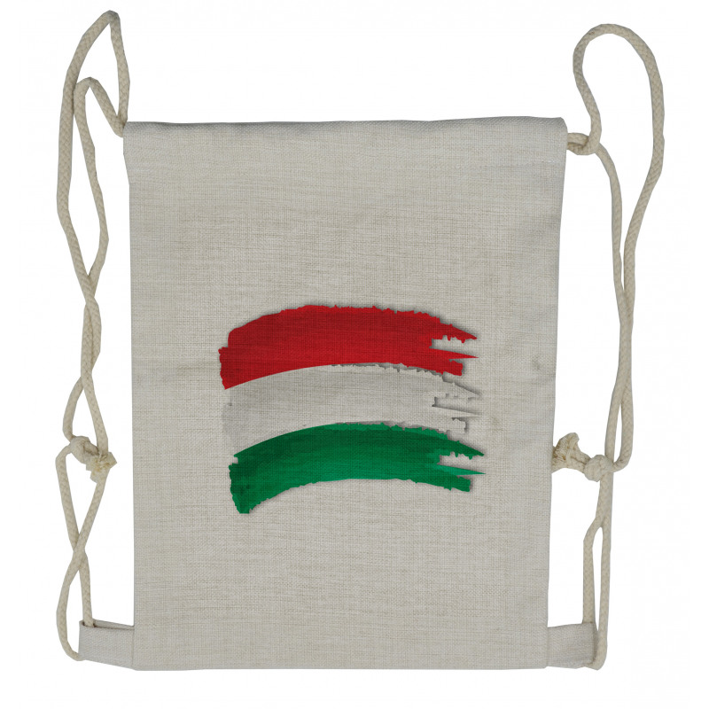 Hungarian Flag Brush Colors Drawstring Backpack