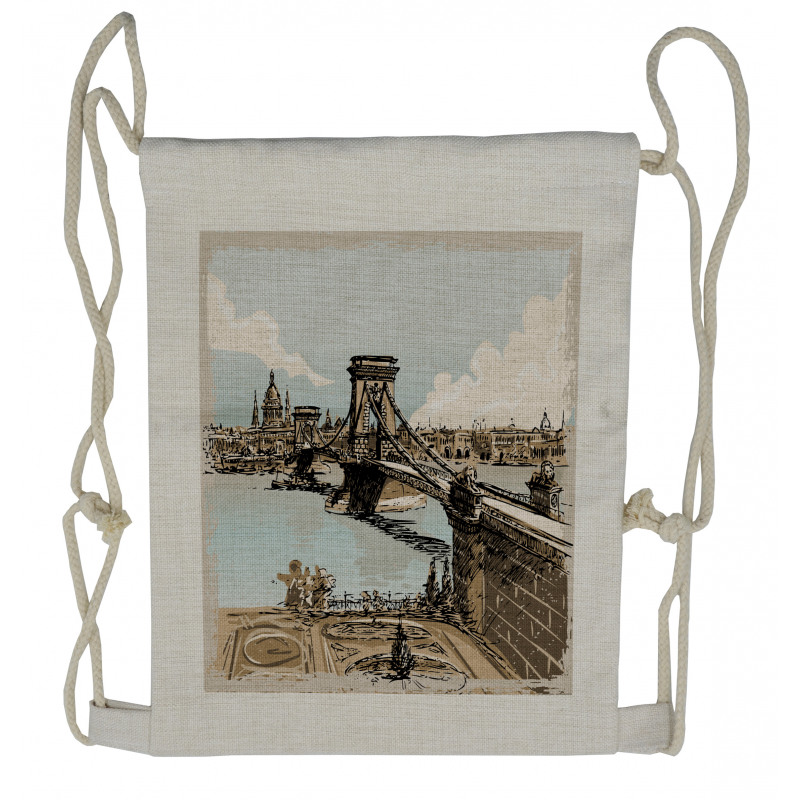 Vintage Sketch Budapest Drawstring Backpack