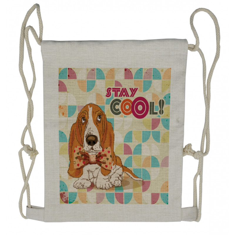 Basset Hound Dog with Bow Drawstring Backpack