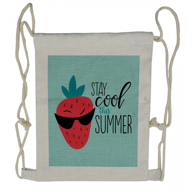 Funny Strawberry Summer Drawstring Backpack