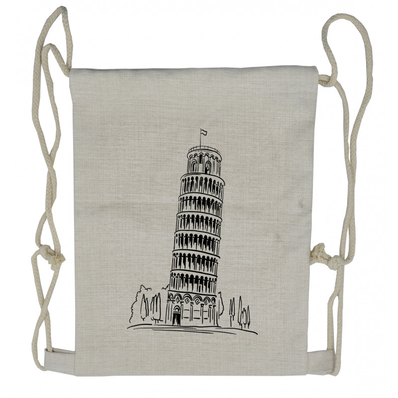 Landmark Piza Tower Europe Drawstring Backpack